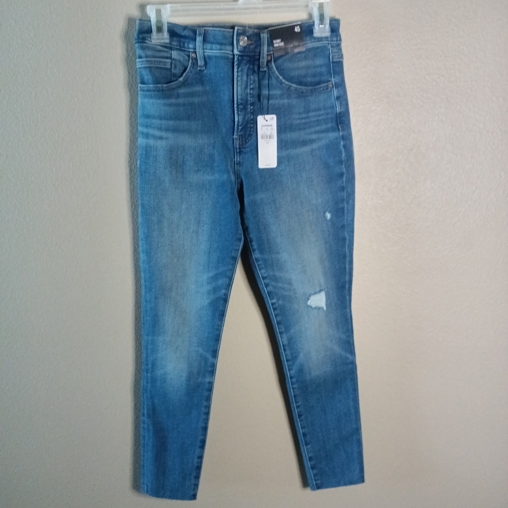 Express Skinny High Rise Blue Denim Jeans Size 4S NWT